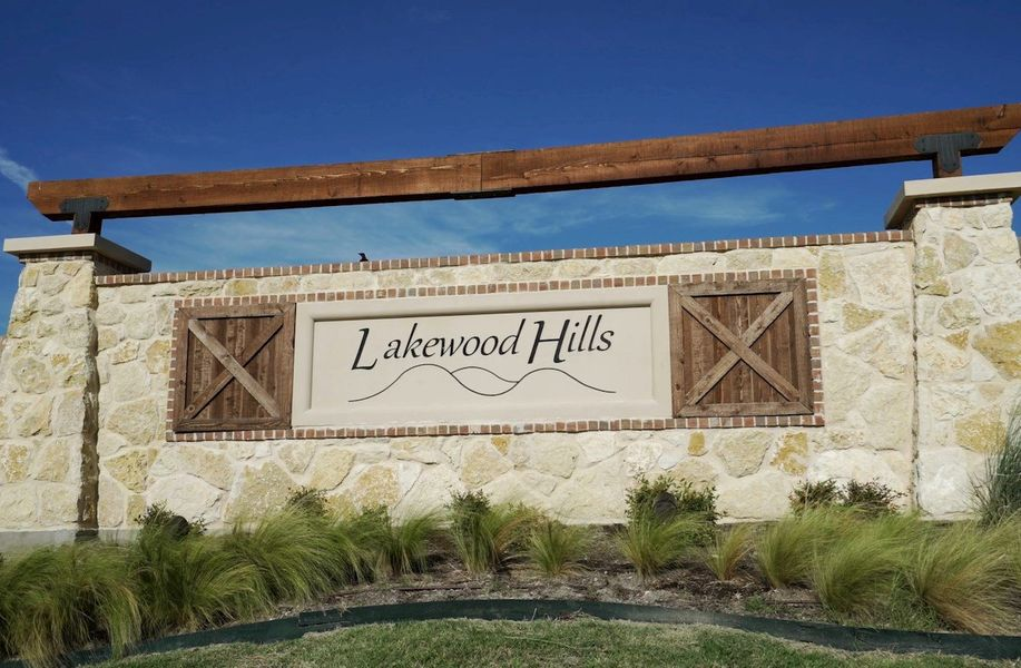 Lakewood Hills stone entrance monument